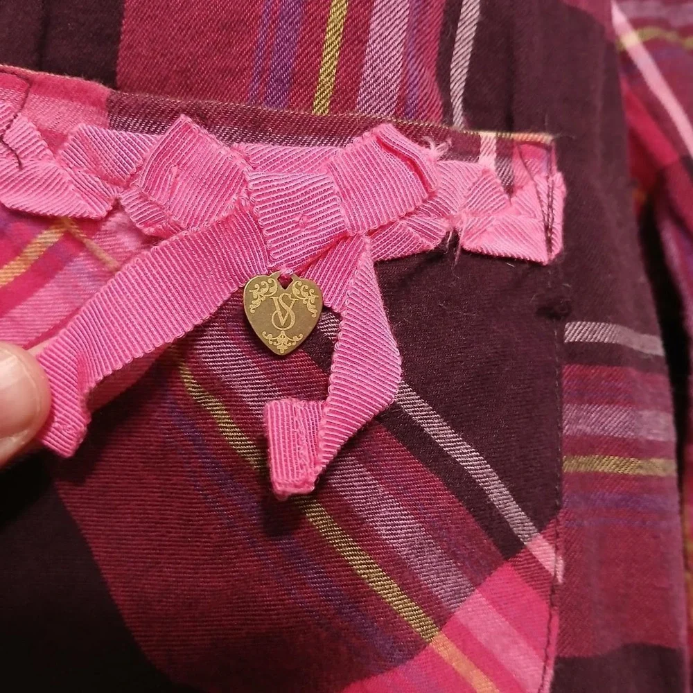 Victoria's Secret Medium Plaid PJ Set 100% cotton long sleeve y2k cute cozy